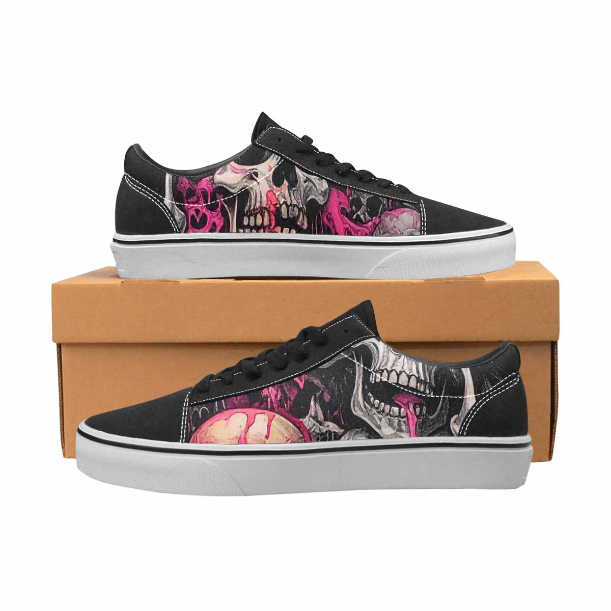 WOMEN'S Rainbow From Skull S Lace-Up Canvas Wallpaper Art Custom Sneakers