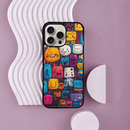iPhone 16 Pro Max Case — Hand Drawn Icon Doodle Pattern Hundreds, Unique Phone Case Design