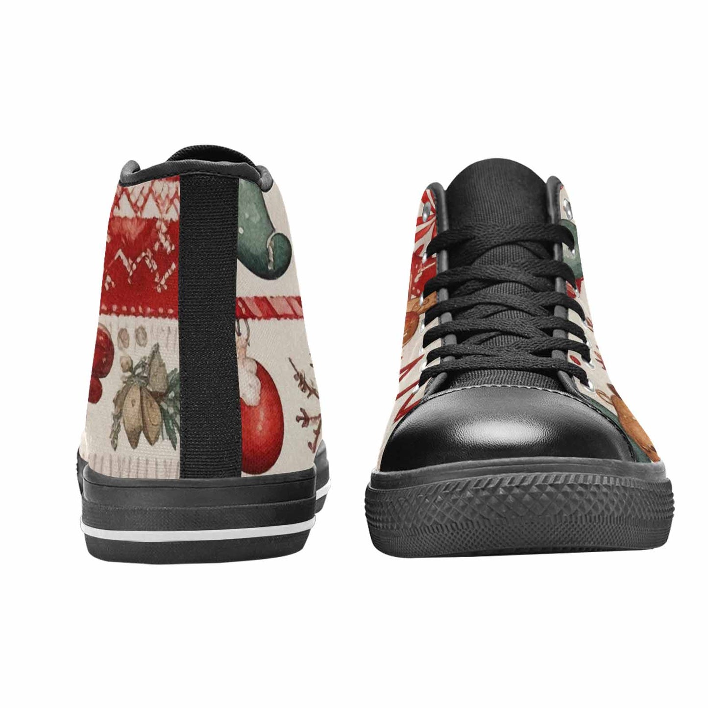 MEN'S Christmas Holly Snowflake High Top Canvas Vibrant Chaos Shoes
