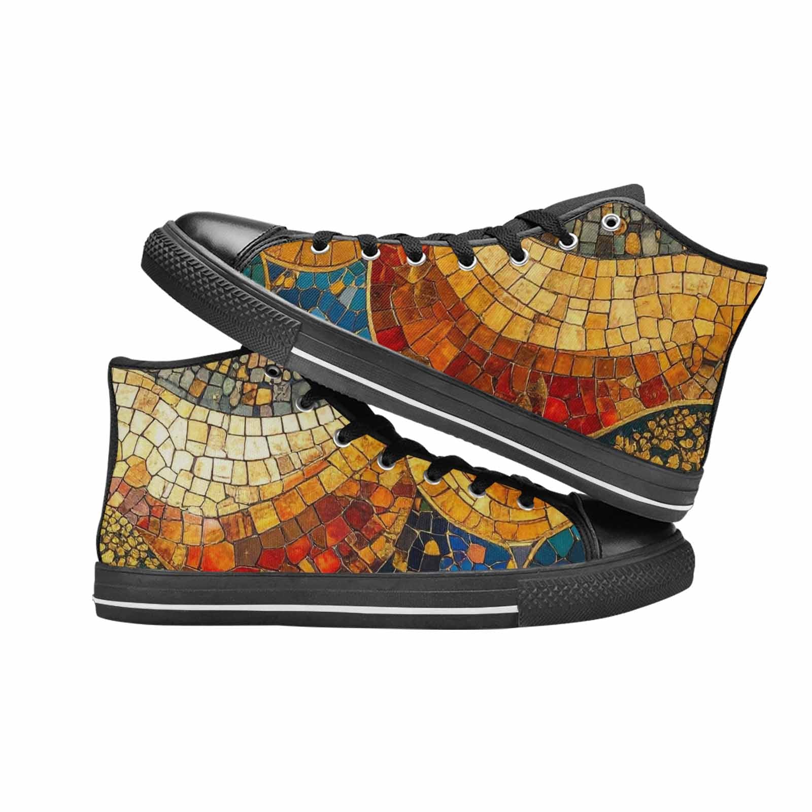 MEN'S Klimt-Style Gold Leaf High Top Canvas Wallpaper Art Custom Shoes