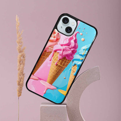 iPhone 15 Plus Case — Collage Of Overlapping Waffle Cones Icecream, Custom Art Phone Cover