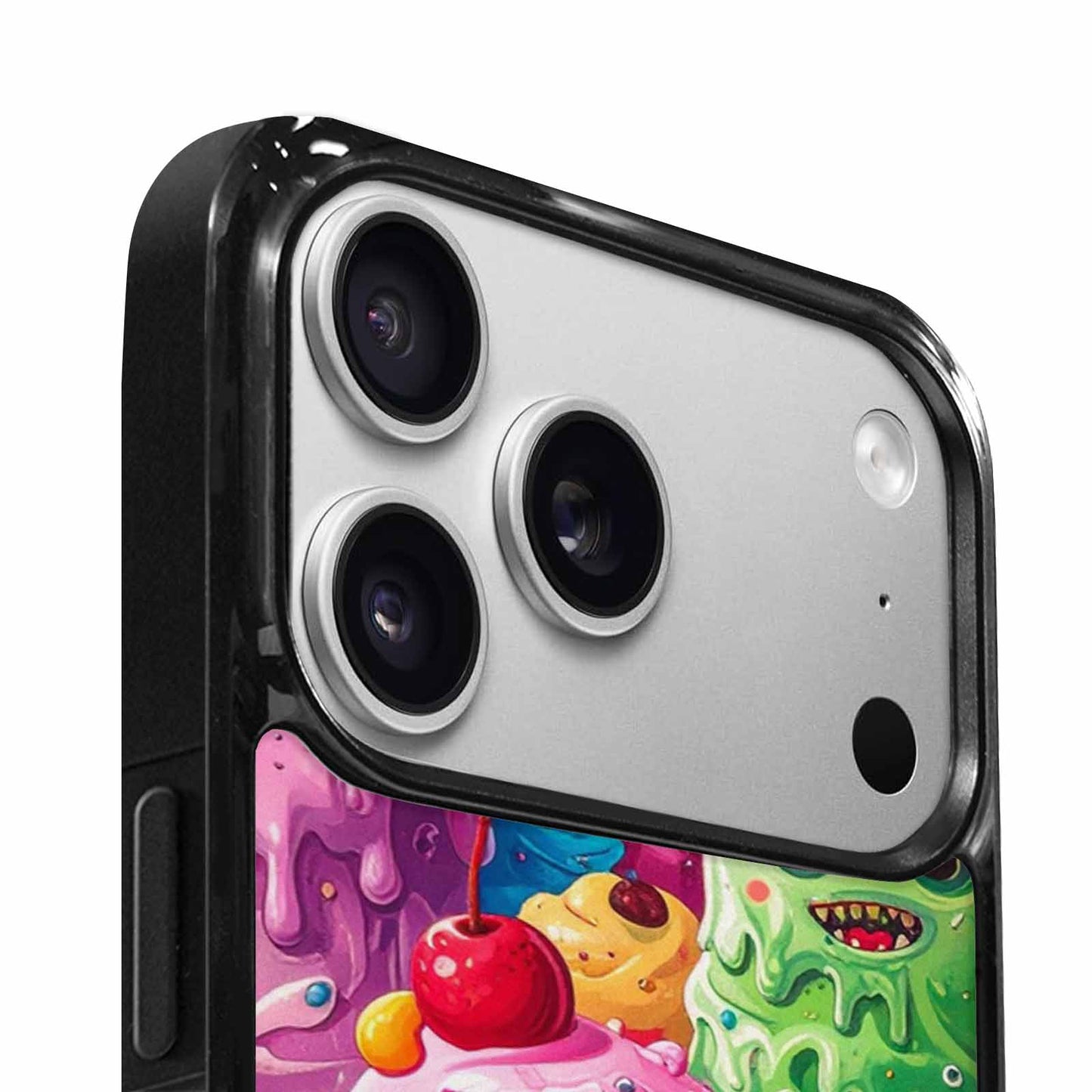 iPhone 17 Pro Case — Melting Icecream Monster Cherry Original Art, Custom Printed Phone Case