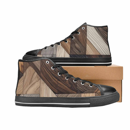 WOMEN'S Wood Grain Texture High Top Canvas Dark Academia Shoes