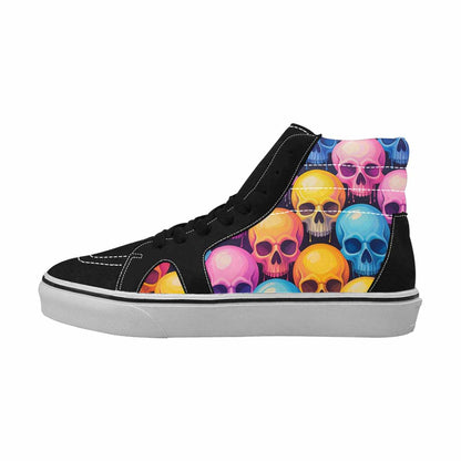 WOMEN'S Dripping Candy Skulls High Top Canvas Neon Fantasy Custom Sneakers