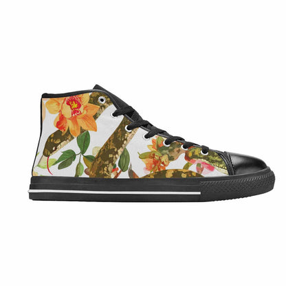 MEN'S Floral Snake Print High Top Canvas Wallpaper Art Custom Sneakers