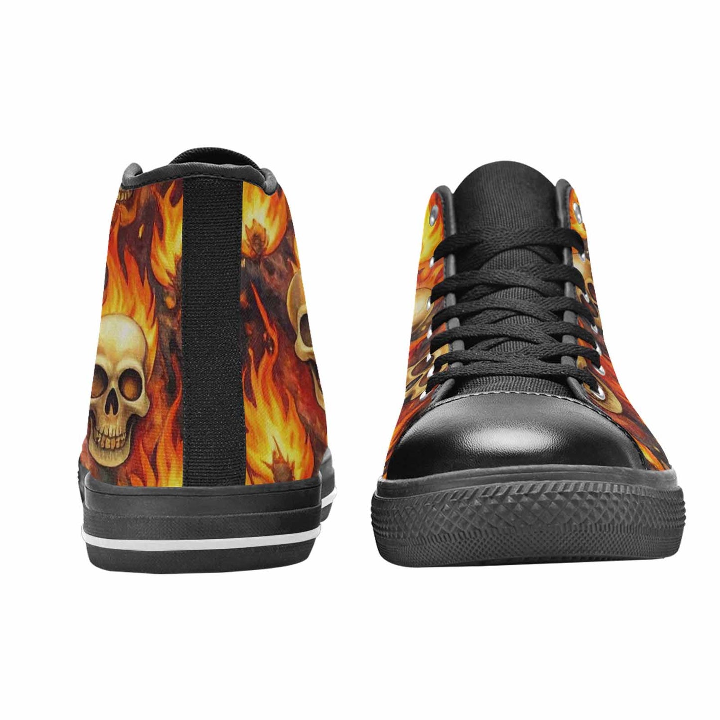 MEN'S Skulls - Flaming High Top Canvas Vivid Sneakers