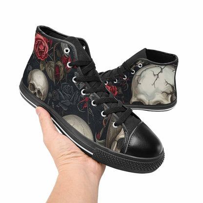 MEN'S Skulls - Roses High Top Canvas Grunge Sneakers