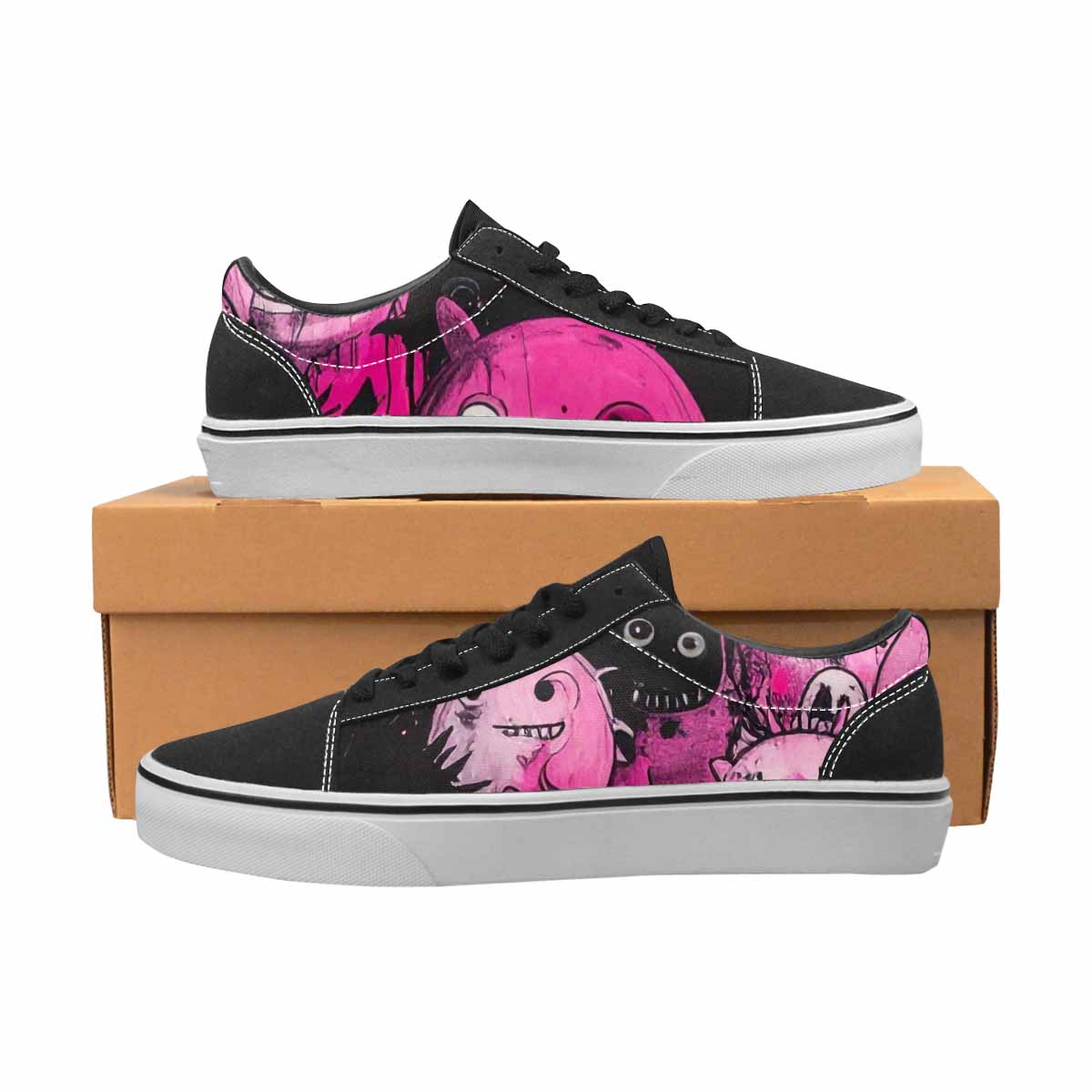 WOMEN'S Monsters (general) Lace-Up Canvas Cottagecore Custom Sneakers