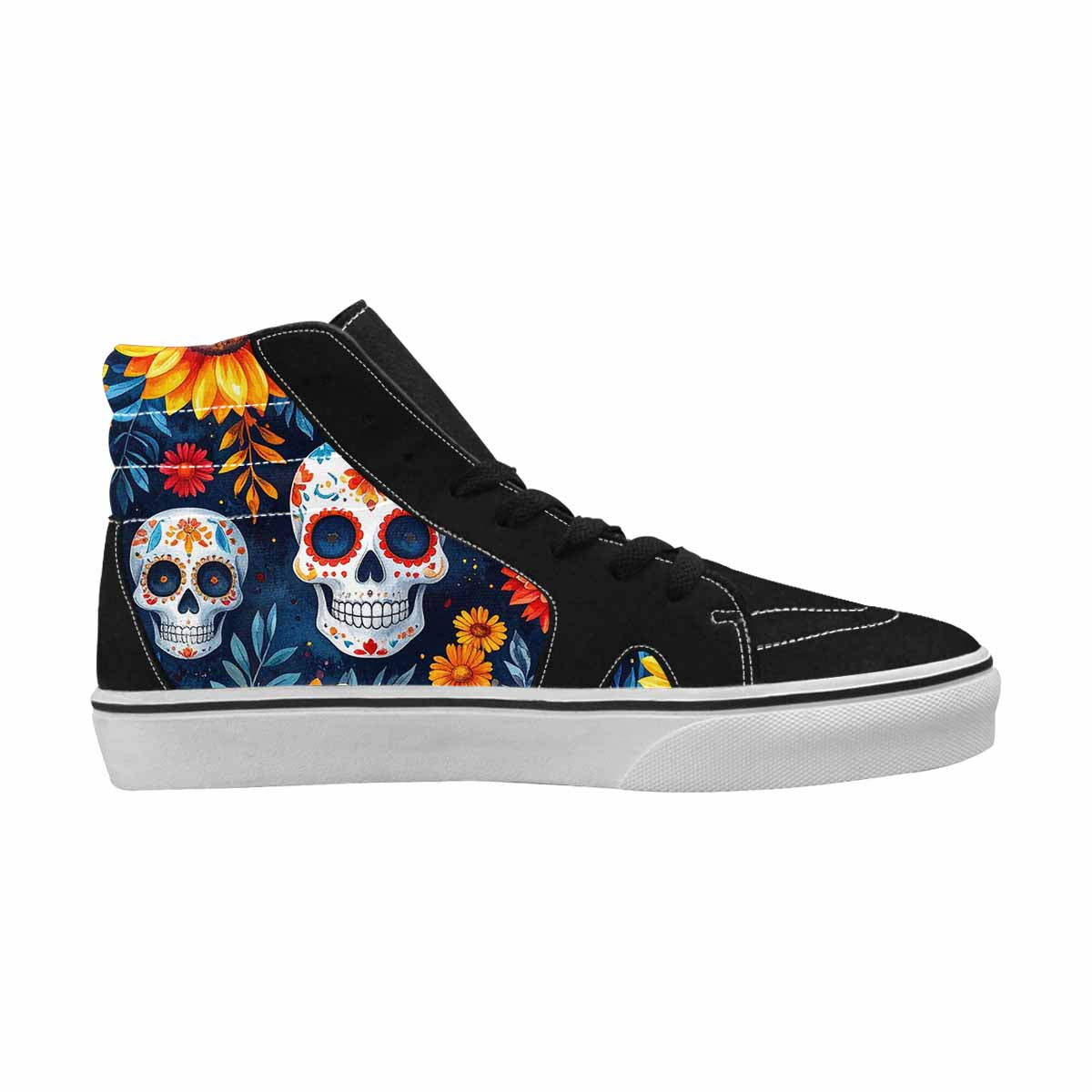 WOMEN'S Sunflower Skulls Print High Top Canvas Aesthetic Sneakers