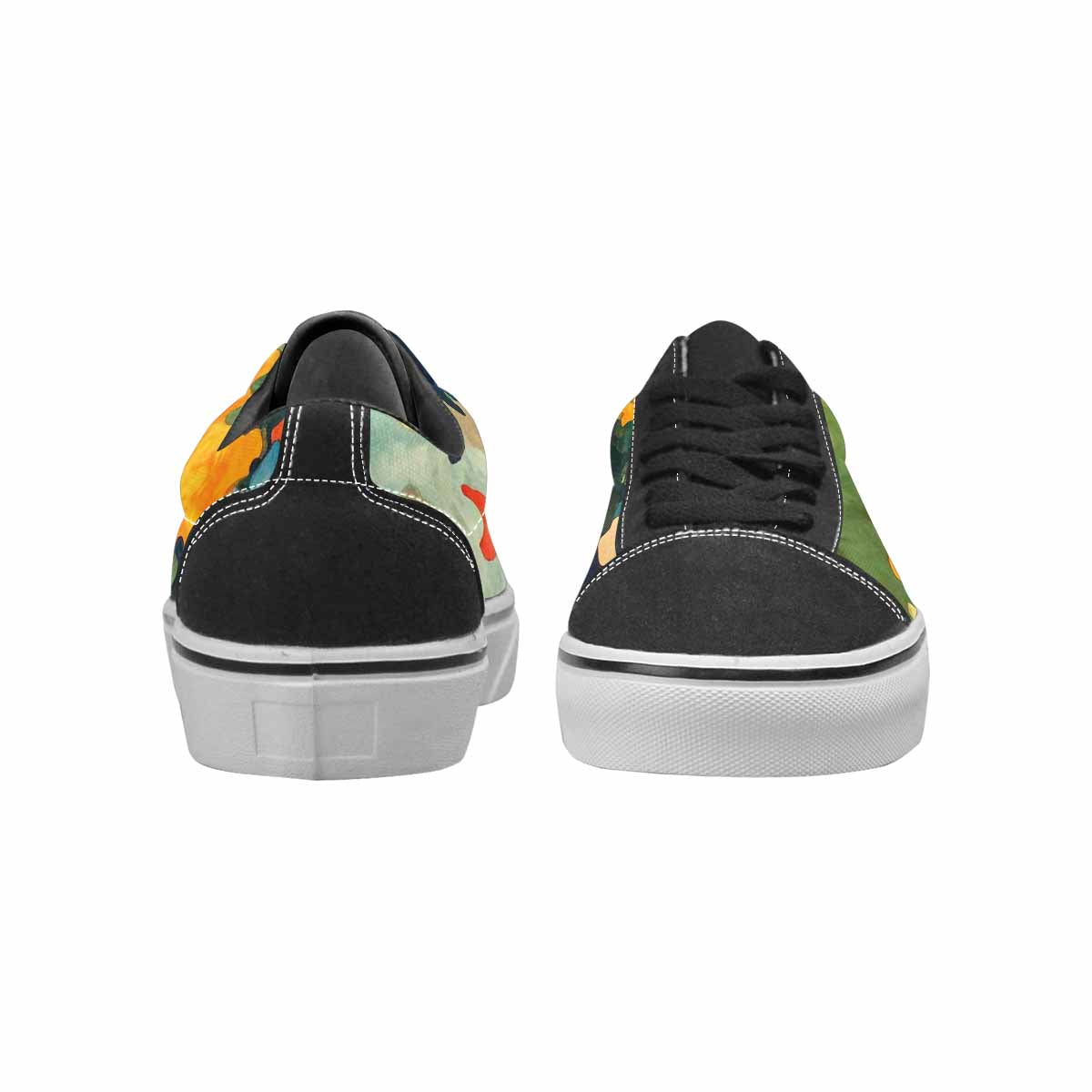 WOMEN'S Camo Patches Lace-Up Canvas Wallpaper Art Sneakers