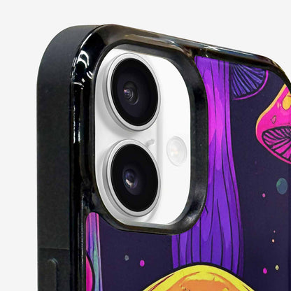 iPhone 16 Plus Case — Psychedelic Mushroom Cartoon Pattern, Custom Art Phone Cover