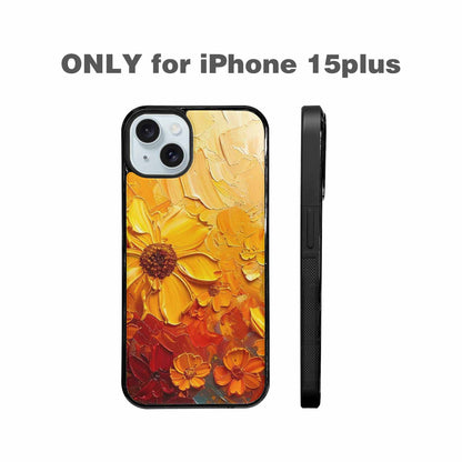 iPhone 15 Plus Case — Impressionist Sunflower Brushstroke Pattern Hundreds Of, Custom Phone Case