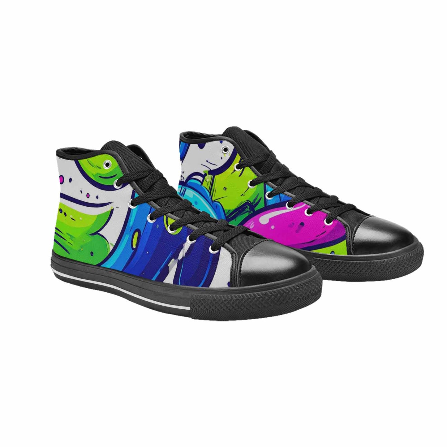 WOMEN'S Acid Wash Cartoon High Top Canvas Dark Academia Sneakers