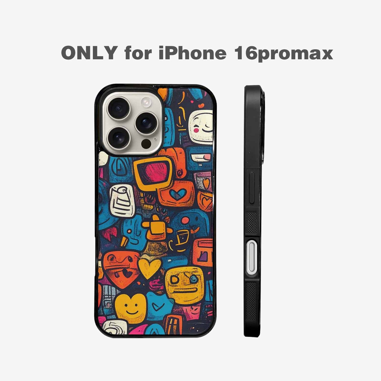 iPhone 16 Pro Max Case — Hand Drawn Icon Doodle Pattern Hundreds, Original Design Phone Case