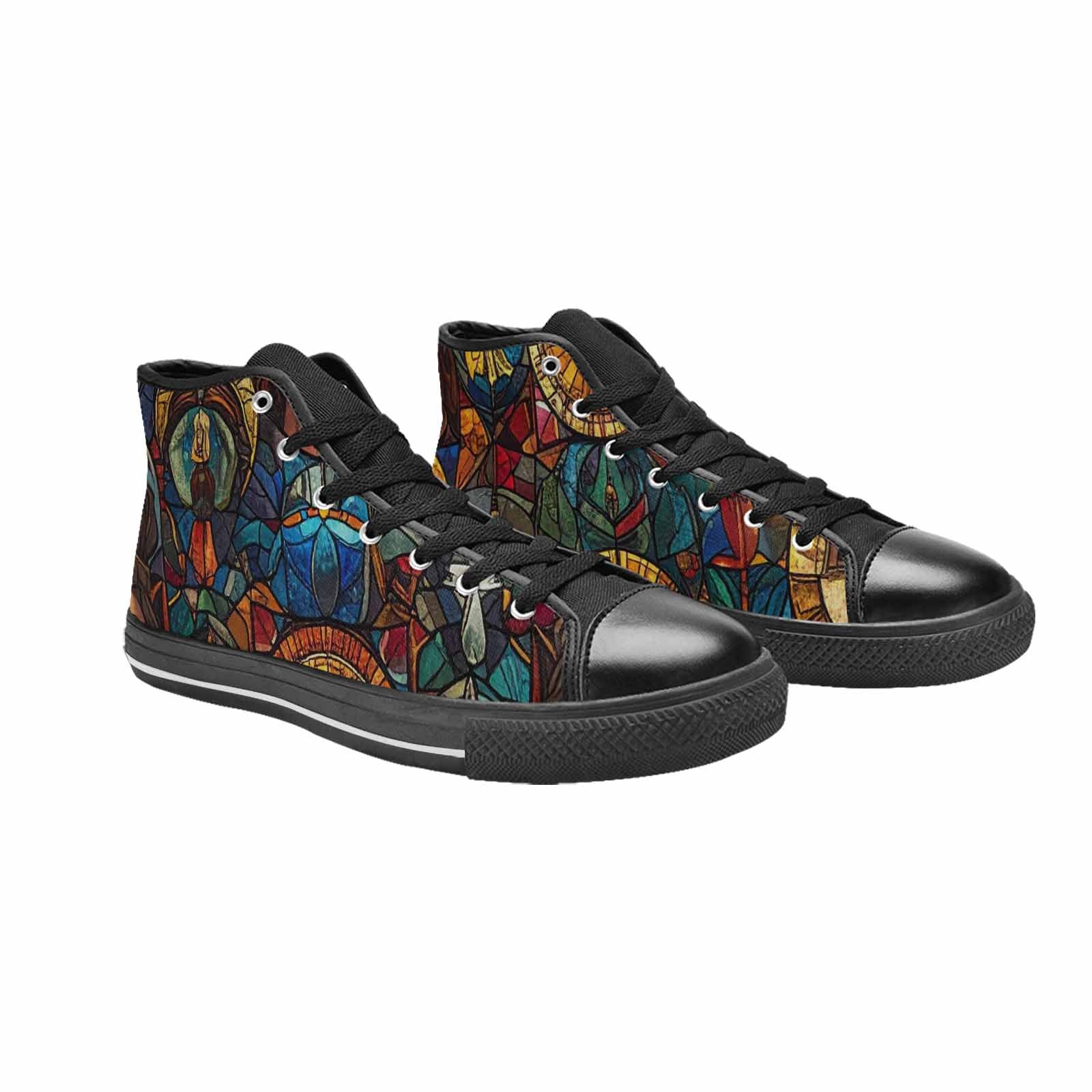 WOMEN'S Jesus Face Small High Top Canvas Vibrant Chaos Custom Shoes