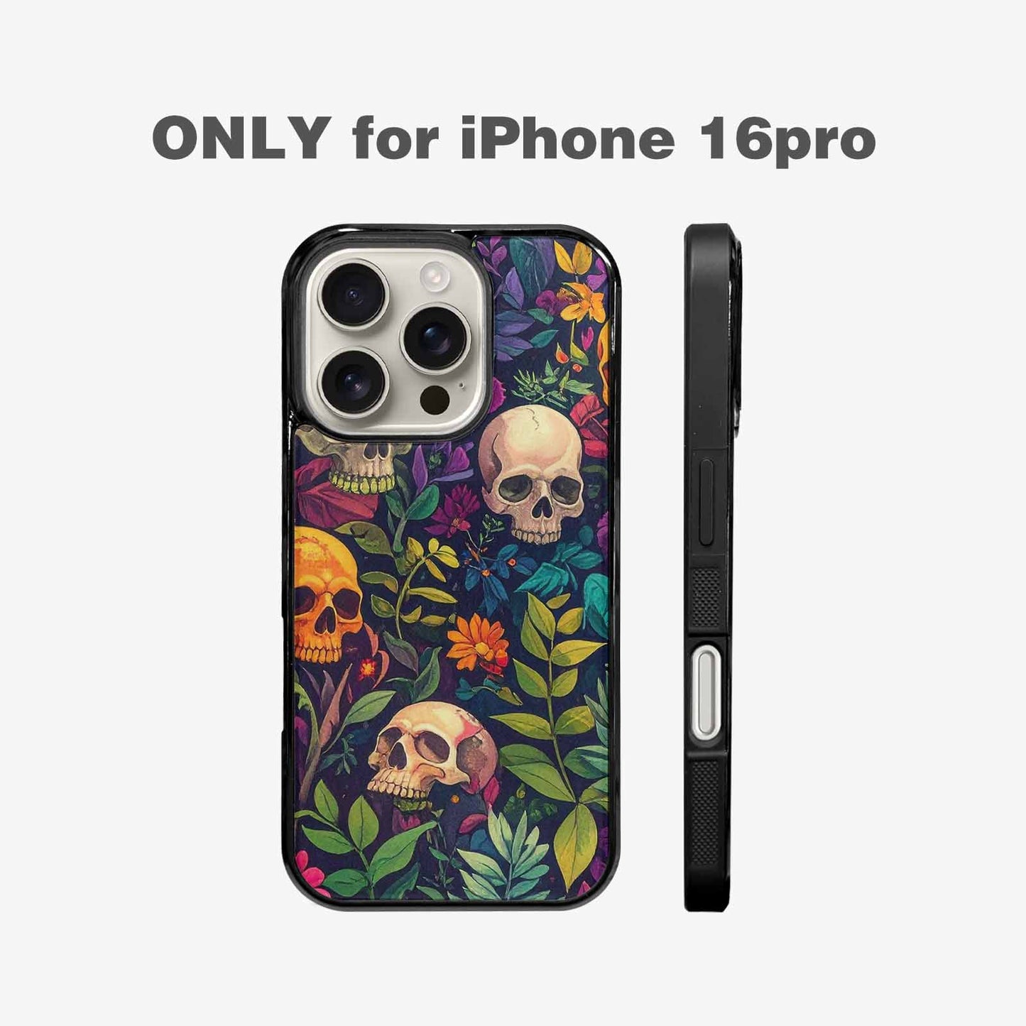 iPhone 16 Pro Case — Skulls Botanicalskulls Pattern, Custom Designed Case Cover