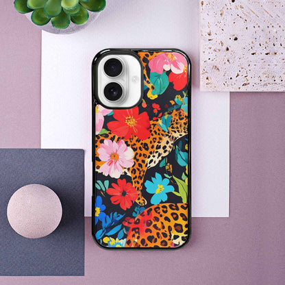 iPhone 16 Case — Leopard Print Floral, Customized Protective Case