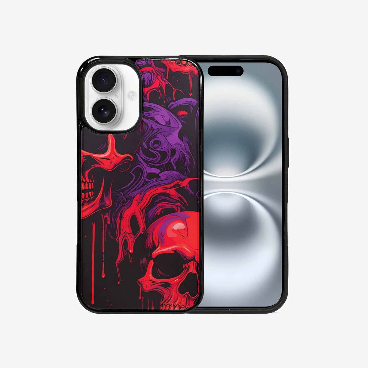 iPhone 16 Case — Red Purple Skeletons Neon Drip Melting, Personalized Phone Case
