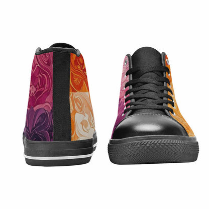 MEN'S Lesbian Flag Color High Top Canvas Grunge Sneakers