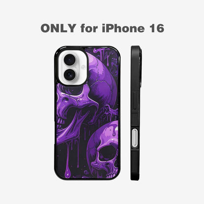 iPhone 16 Case — Monochrome Purple Skeletons Neon Drip Melting, Personalized Phone Case