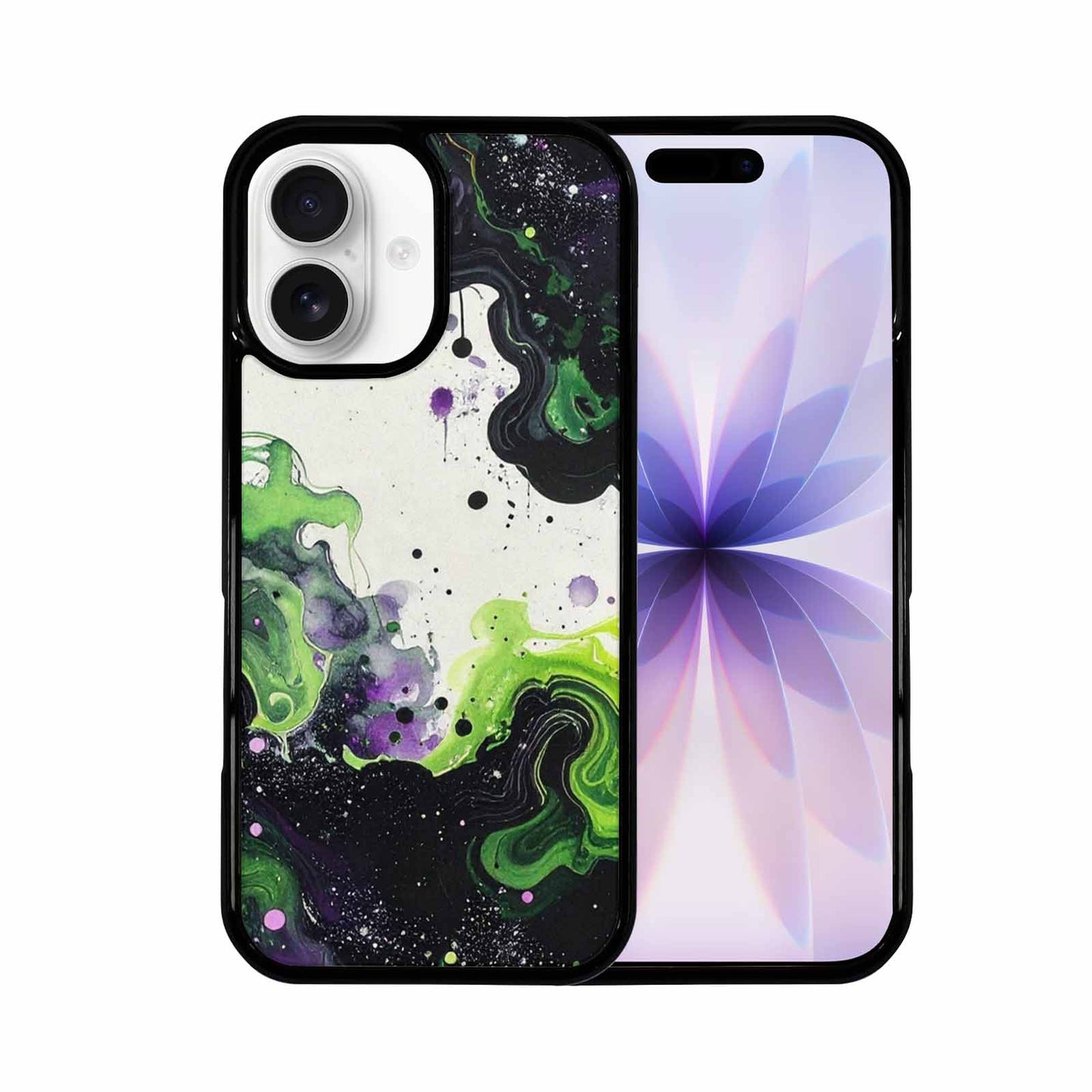 iPhone 17 Case — Black &amp; Green Ink Galaxy Space, Original Design Phone Case