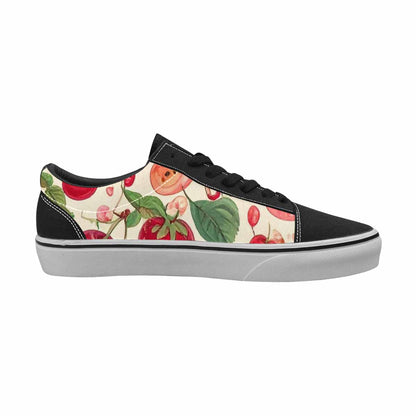WOMEN'S Cherry Fruit Print Canvas Lace-Up Dark Academia Custom Shoes