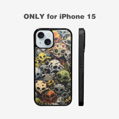iPhone 15 Case — Aliens Camo Aliens Pattern Hundreds Of, Custom Designed Case Cover