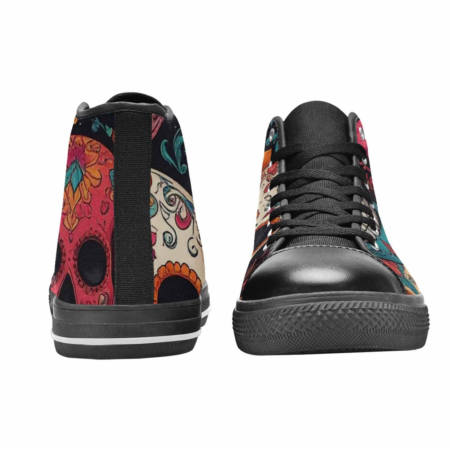 MEN'S Dia De Los Muertos Sugar Skull High Top Canvas Vibrant Chaos Custom Shoes