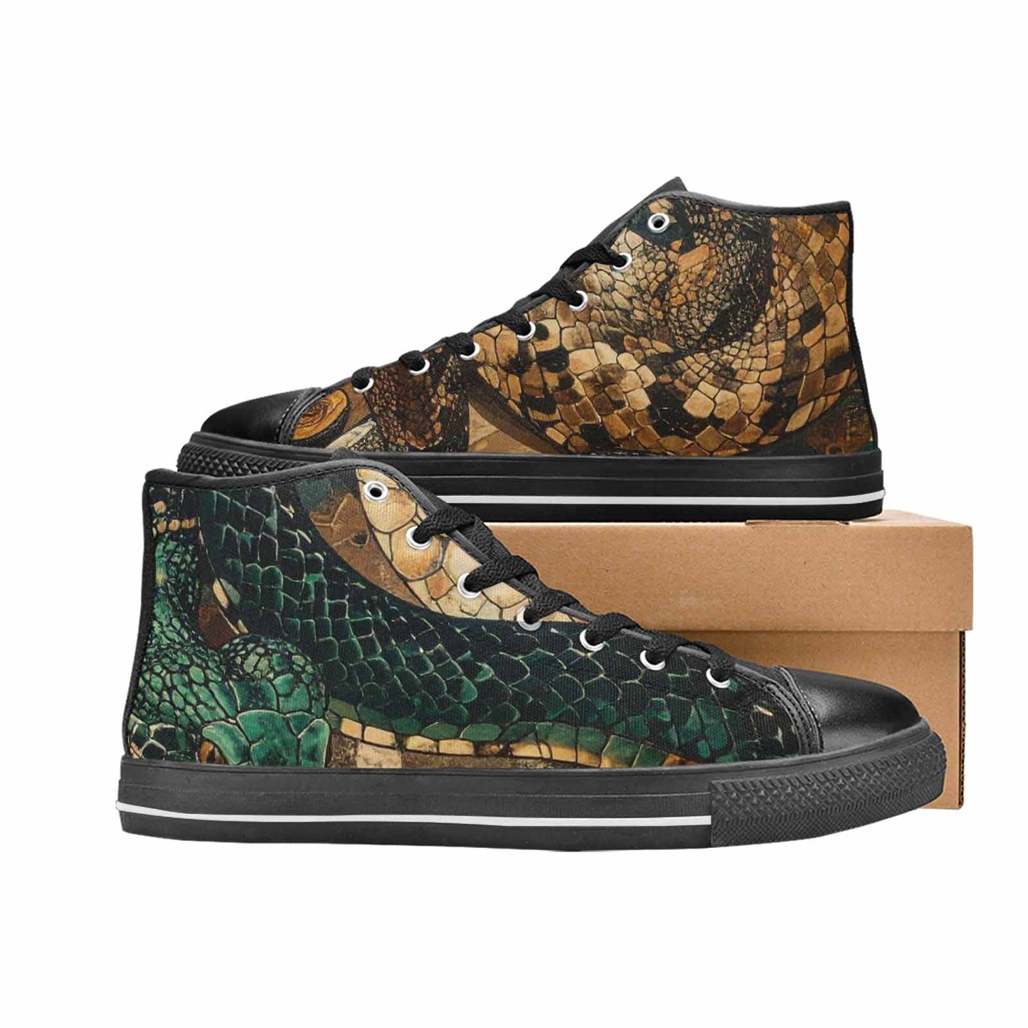 MEN'S Snake Skin Reptile High Top Canvas Dark Academia Shoes