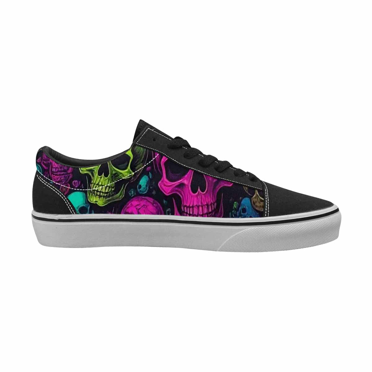 MEN'S Skulls - Neon Canvas Lace-Up Wallpaper Art Custom Sneakers