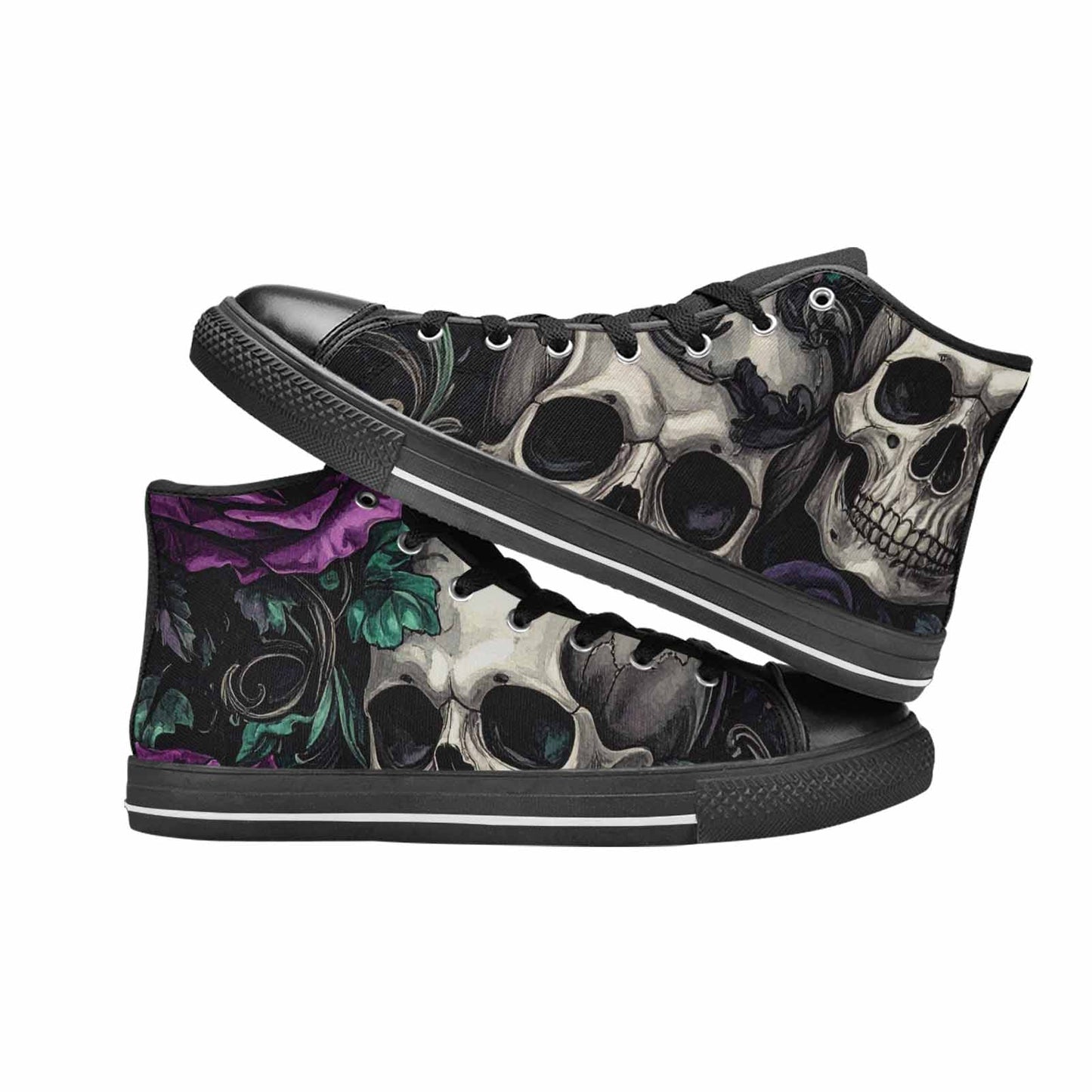 WOMEN'S Skulls Roses Gothic Filigree High Top Canvas Cottagecore Custom Shoes