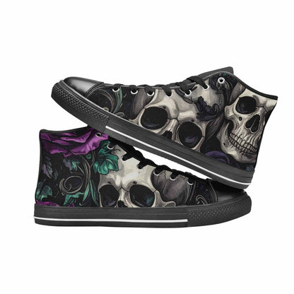 WOMEN'S Skulls Roses Gothic Filigree High Top Canvas Cottagecore Custom Shoes