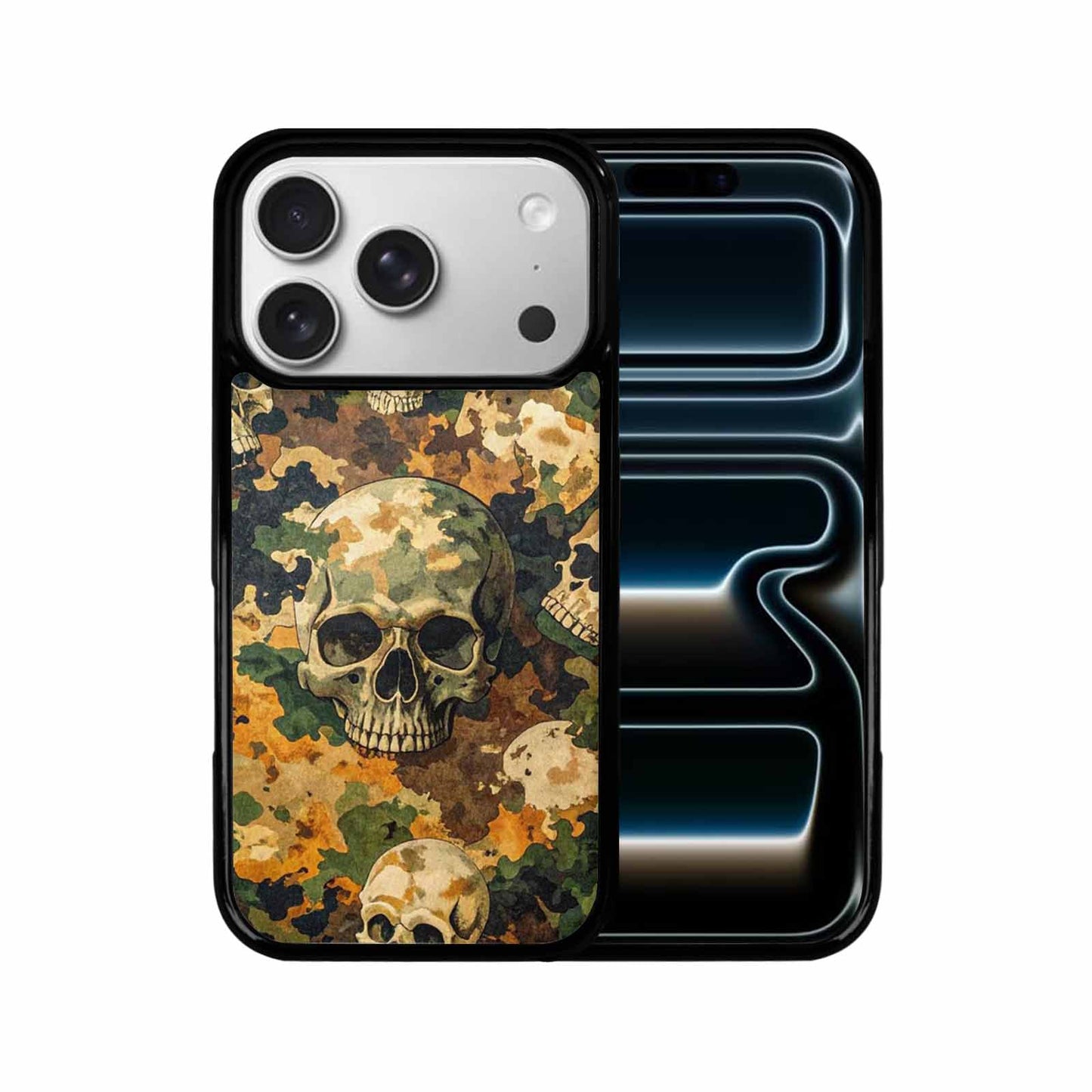 iPhone 17 Pro Case — Military Camo Texture Combined With Gothic, Custom Printed Phone Case