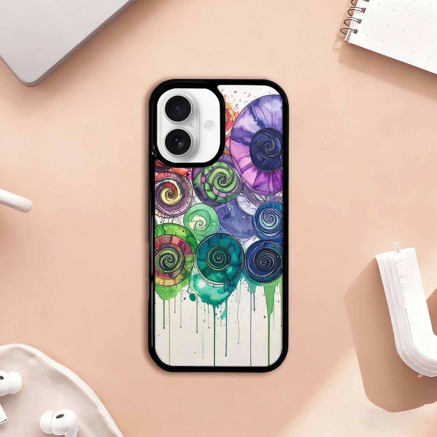 iPhone 17 Case — Black &amp; Green Ink Tie Dye, Custom Designed Case Cover