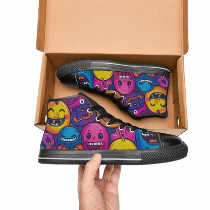 MEN'S Funny Looking Cartoon High Top Canvas Vibrant Chaos Custom Shoes