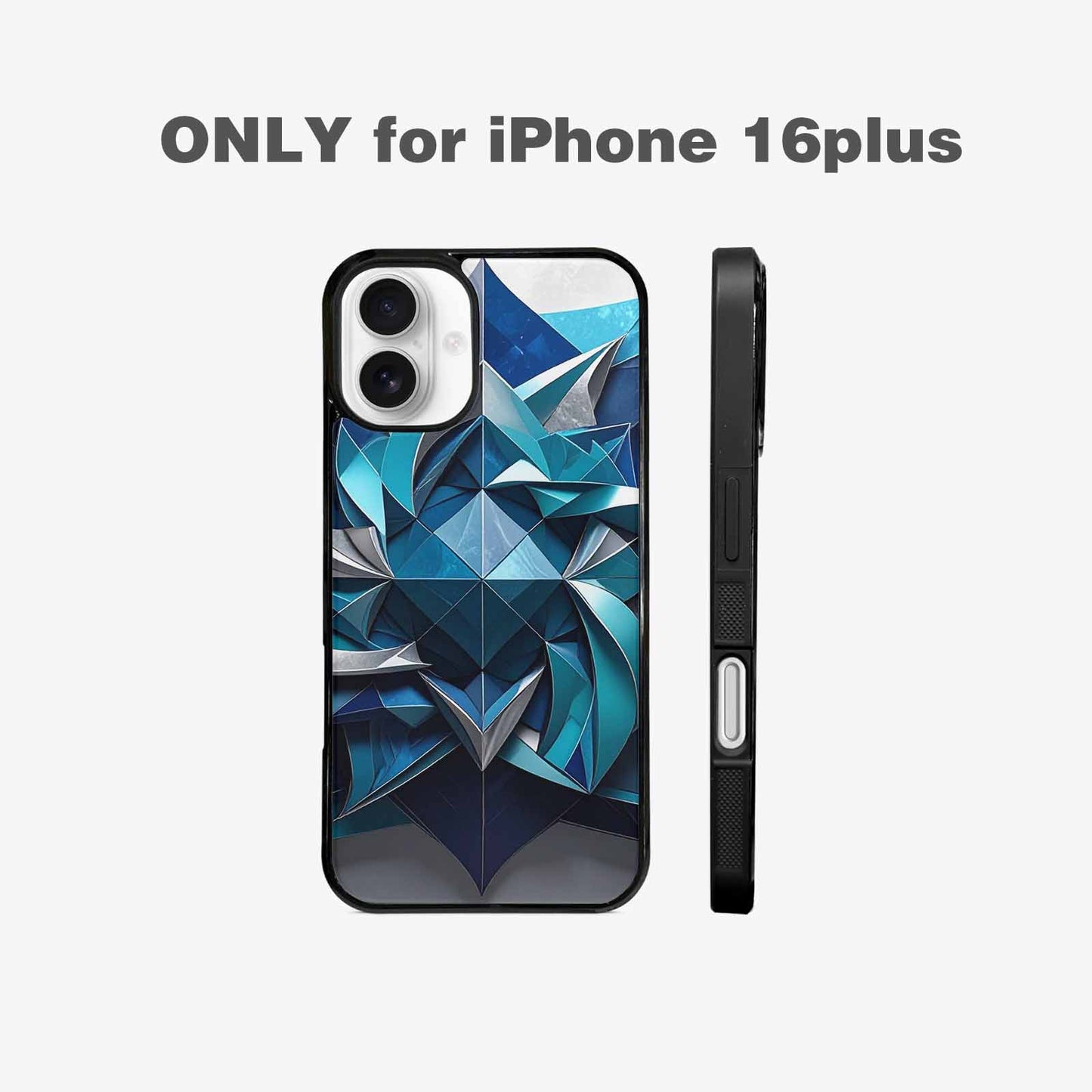 iPhone 16 Plus Case — Geometric Origami Art Pattern, Custom Print Case Cover