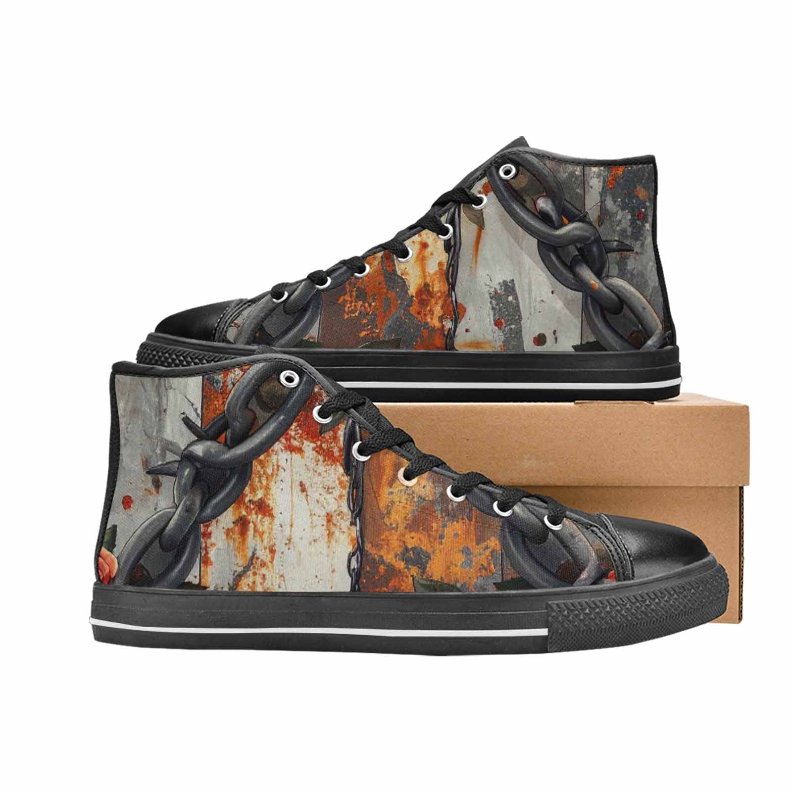WOMEN'S Barbed Wire Chain High Top Canvas Neon Fantasy Shoes