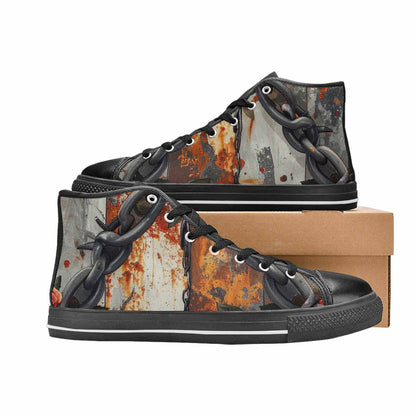 WOMEN'S Barbed Wire Chain High Top Canvas Neon Fantasy Shoes