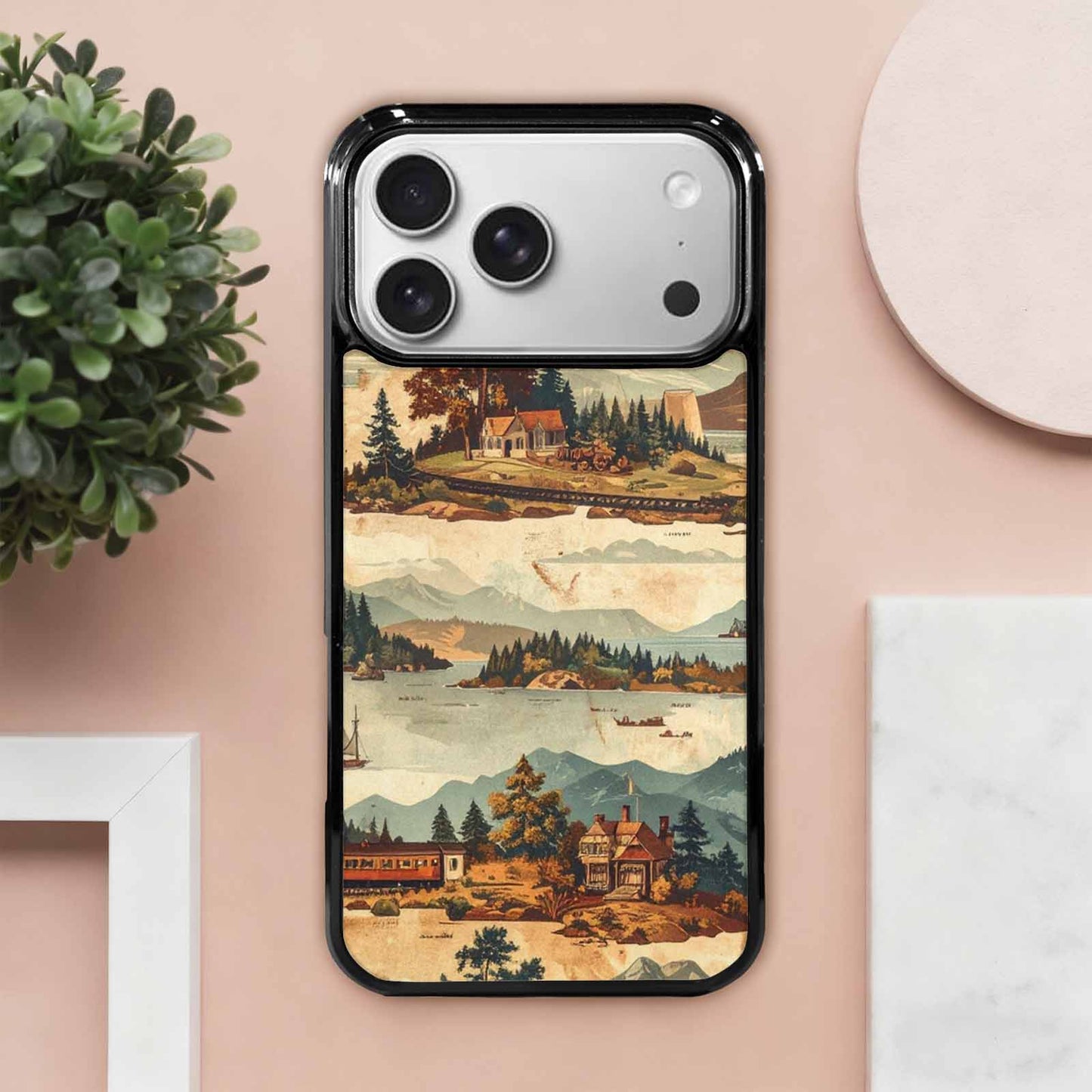 iPhone 17 Pro Max Case — Vintage Travel Artwork Pattern Retro Vintage, Unique Phone Case Design