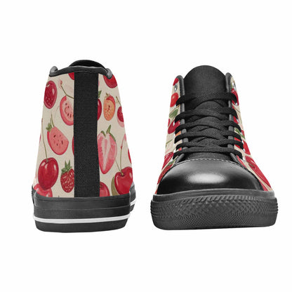 WOMEN'S Cherry Fruit Print High Top Canvas Y2K Custom Sneakers