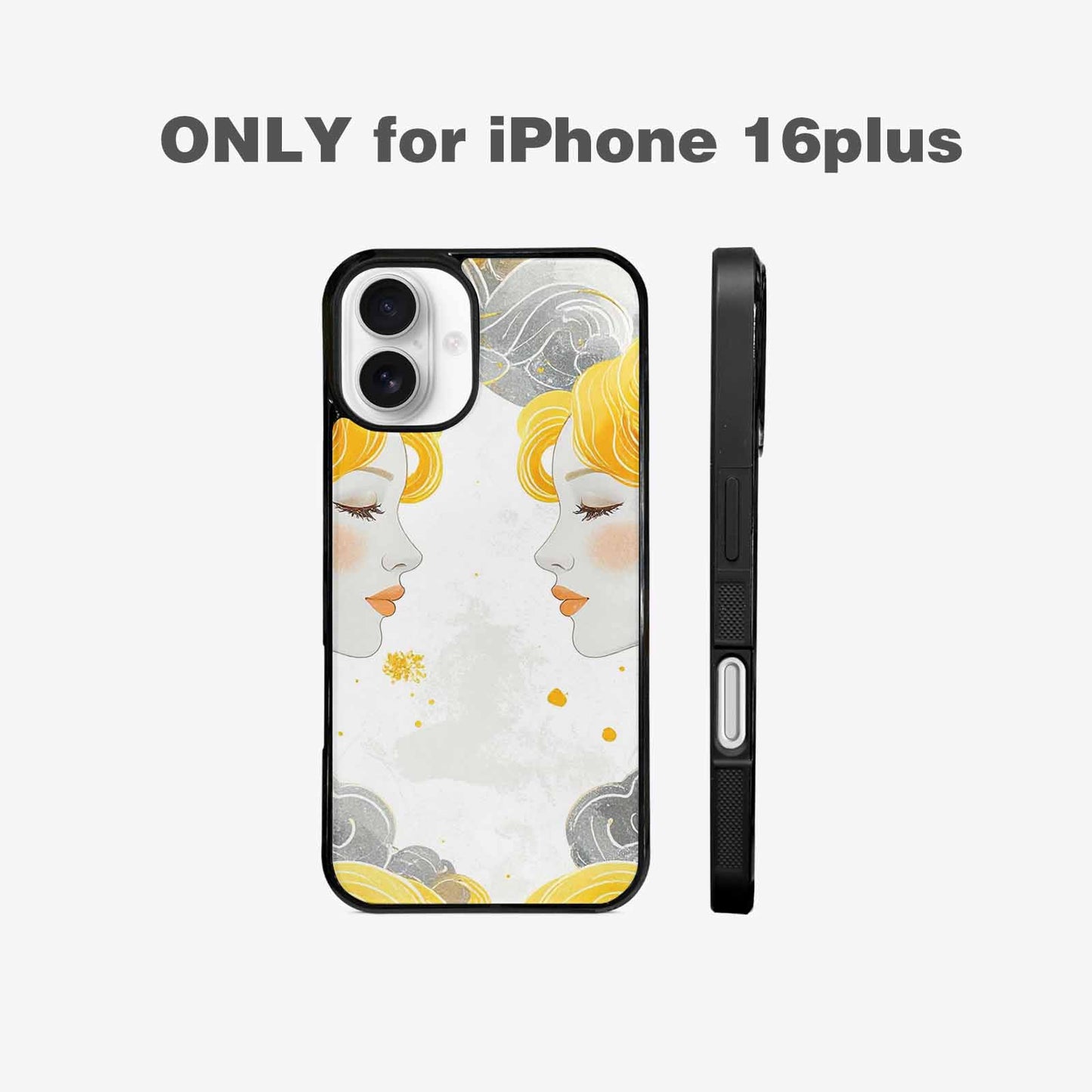 iPhone 16 Plus Case — Gemini Twins Zodiac Pattern Seamless Repeat, Original Design Phone Case