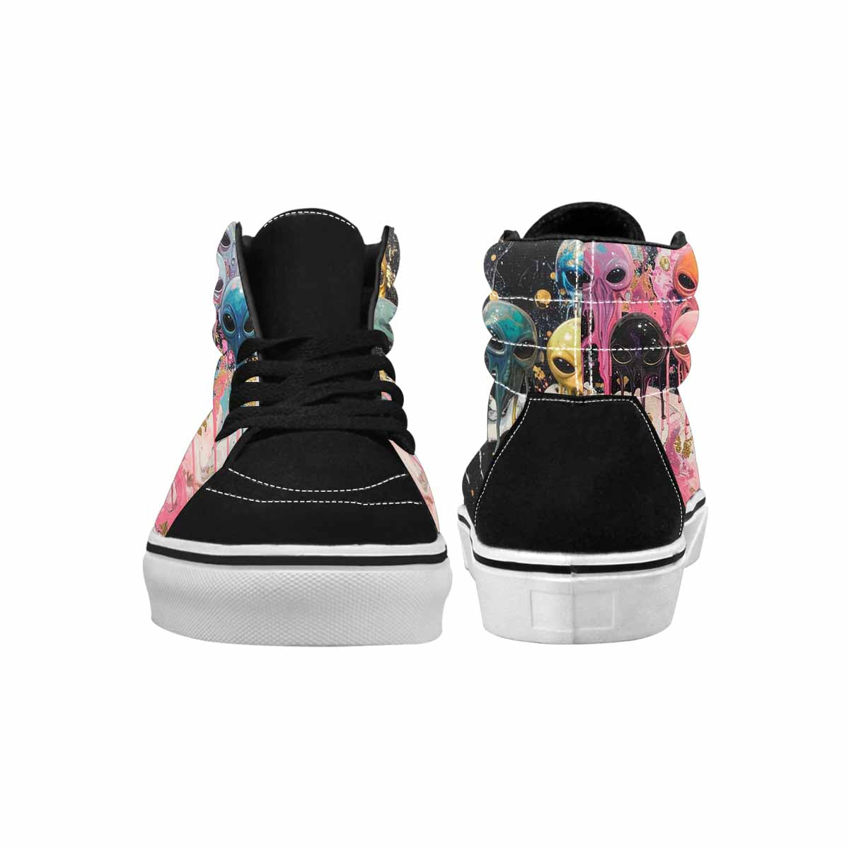 MEN'S Aliens  Marble Melting High Top Canvas Surreal Custom Shoes