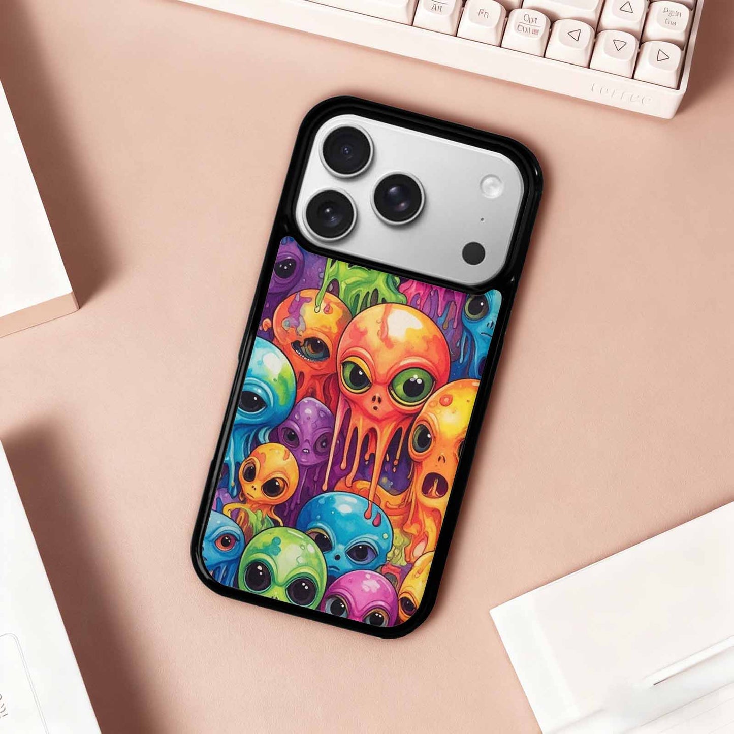 iPhone 17 Pro Case — Melting Aliens Pattern Hundreds Of Alien, Custom Phone Case