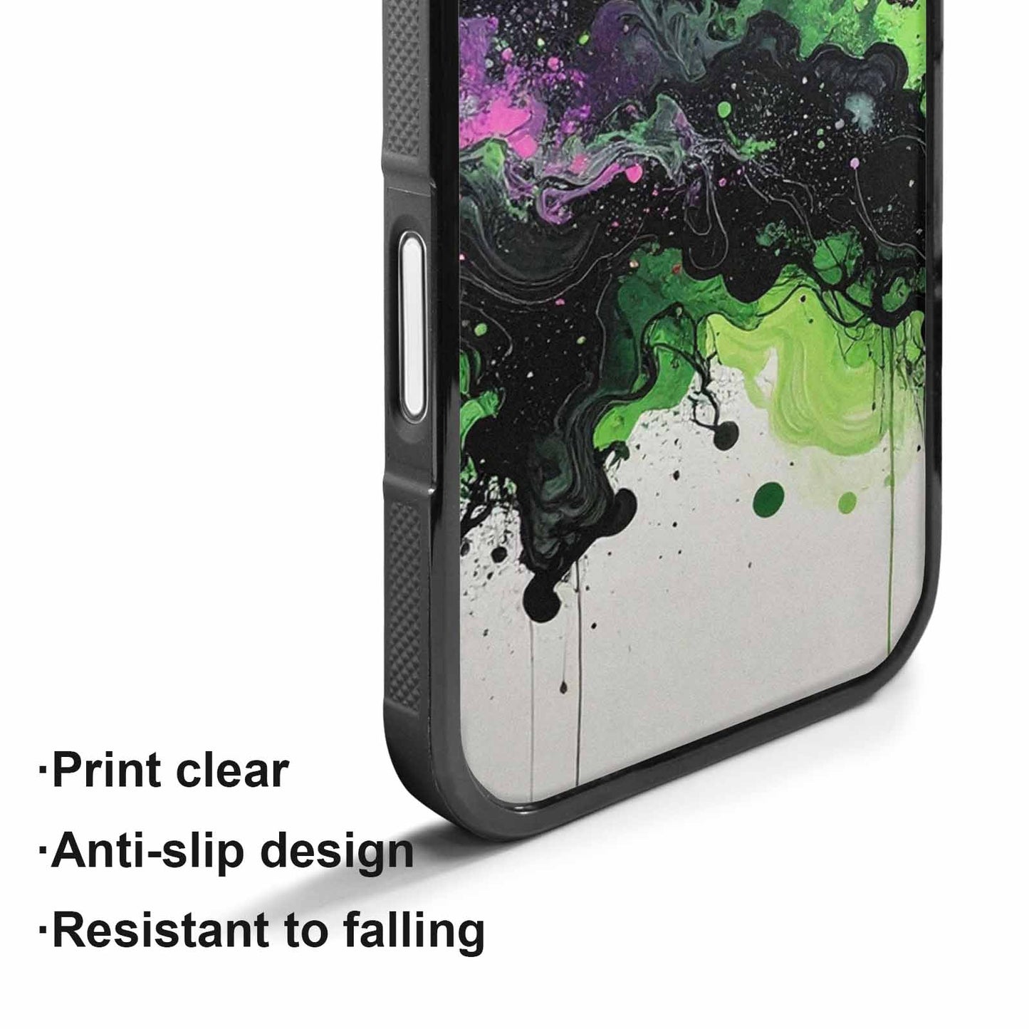 iPhone 17 Case — Black &amp; Green Ink Galaxy Space, Customized Protective Case