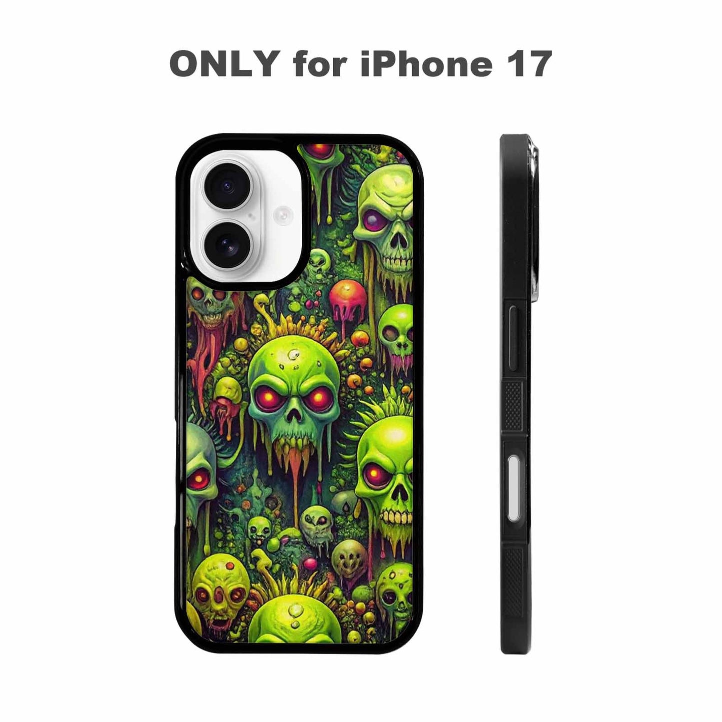 iPhone 17 Case — Toxic Radioactive Creature Pattern Original Art, Custom Phone Case