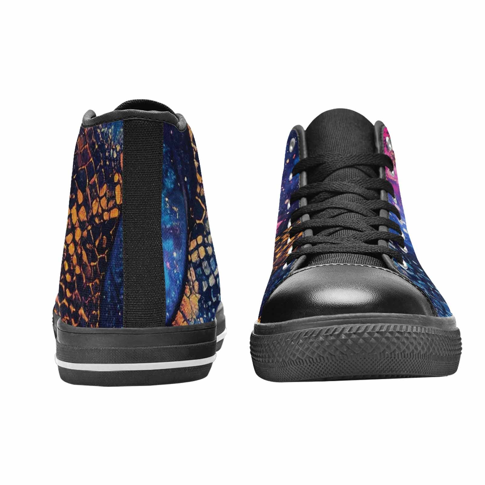 MEN'S Galaxy Snake Print High Top Canvas Vibrant Chaos Shoes