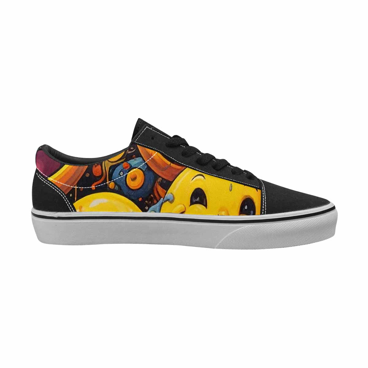 WOMEN'S Melting Moon Smiley — Lace-Up Canvas Grunge Custom Shoes