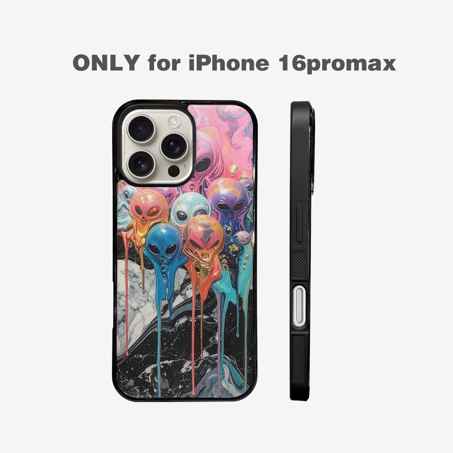 iPhone 16 Pro Max Case — Aliens Marblemelting Aliens Pa L2w Personalized, Custom Art Phone Cover