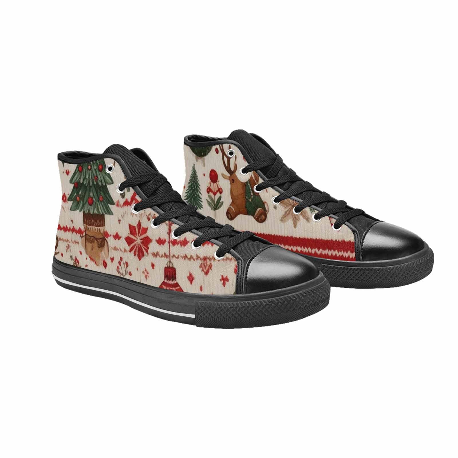 WOMEN'S Christmas Holly Snowflake High Top Canvas Vivid Custom Sneakers