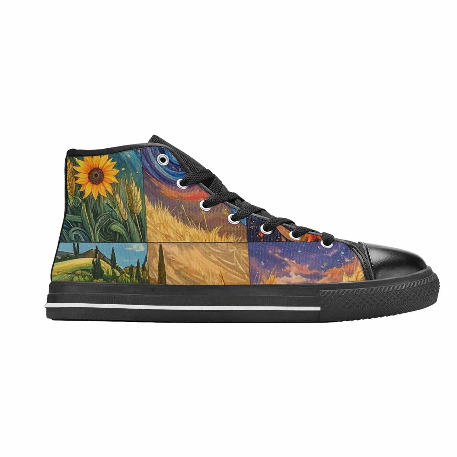 MEN'S Van Gogh-Style Swirl High Top Canvas Vivid Custom Sneakers